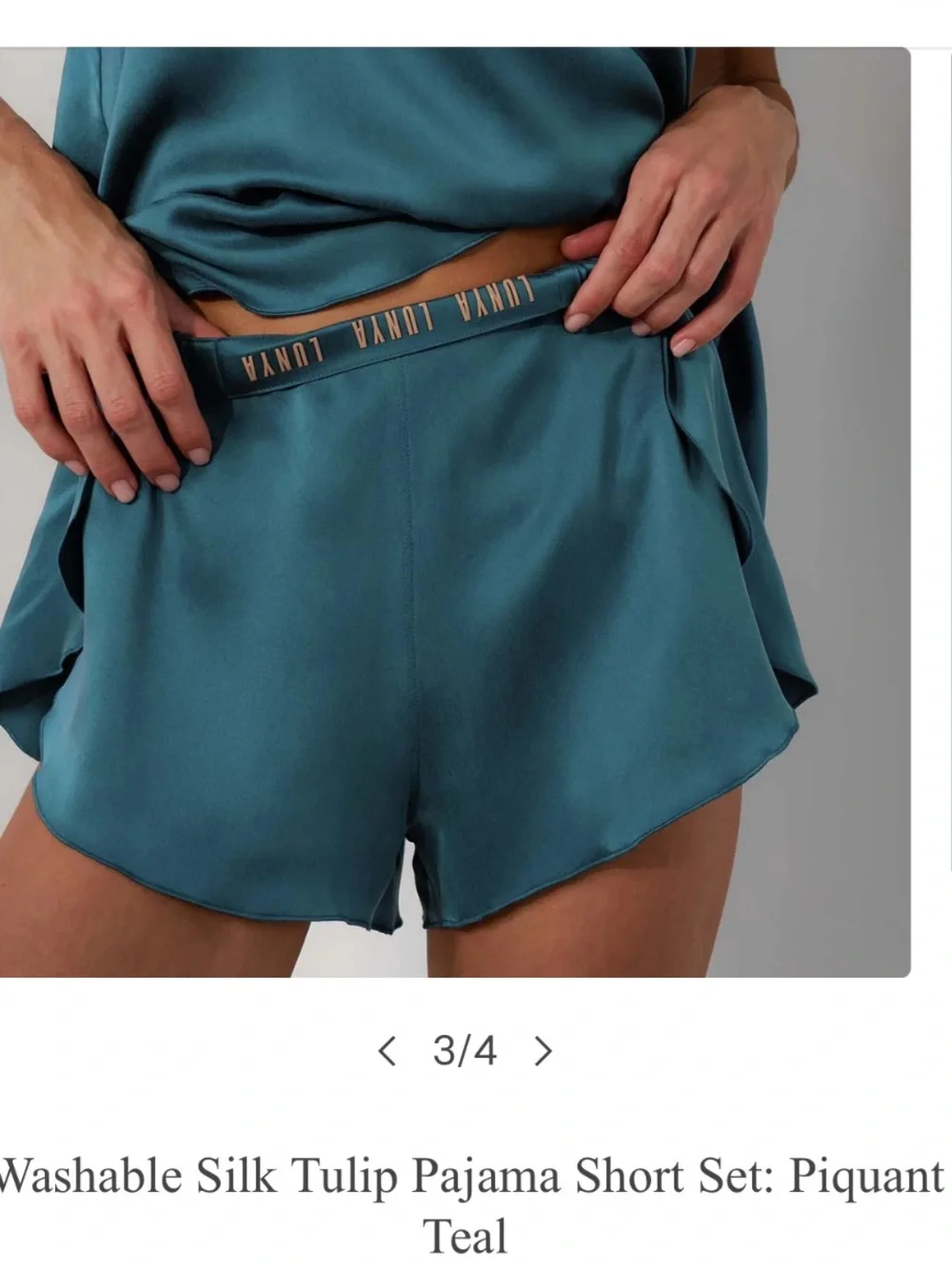 lunya Teal Satin Tank & Short Set